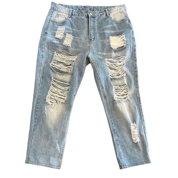 Shein women’s plus size 3XL ripped distressed Hi-Rise Jeans - Picture 1 of 12